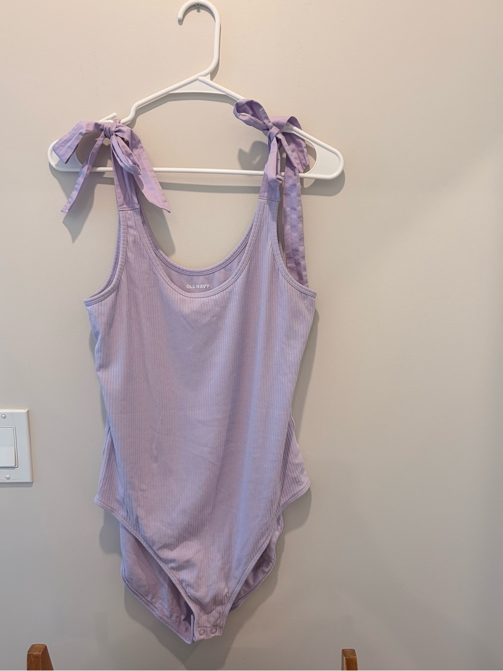 Old Navy Lavender Tie-Shoulder Ribbed Bodysuit